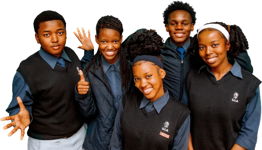 FET Phase learners in SCA jerseys smiling and waving